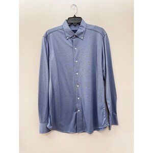 David Donahue David Donahue Fusion Knit Shirt Navy/Sky 15.5
